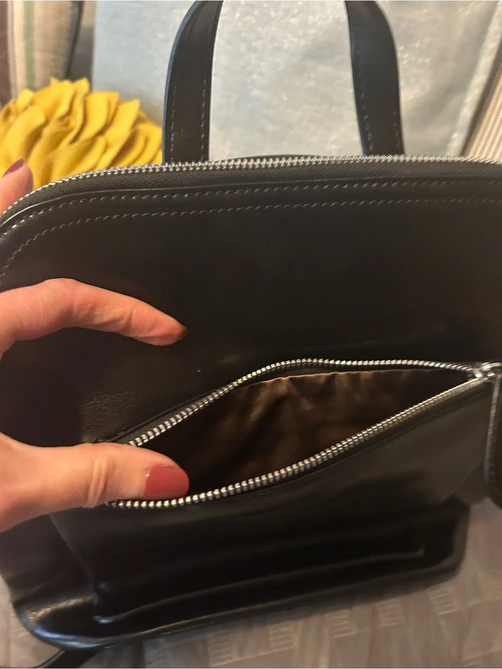 Women’s genuine leather black backpack purse